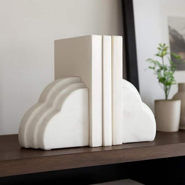 White 5 in. x 6 in. Stone Rainbow Bookends (Set of 2)