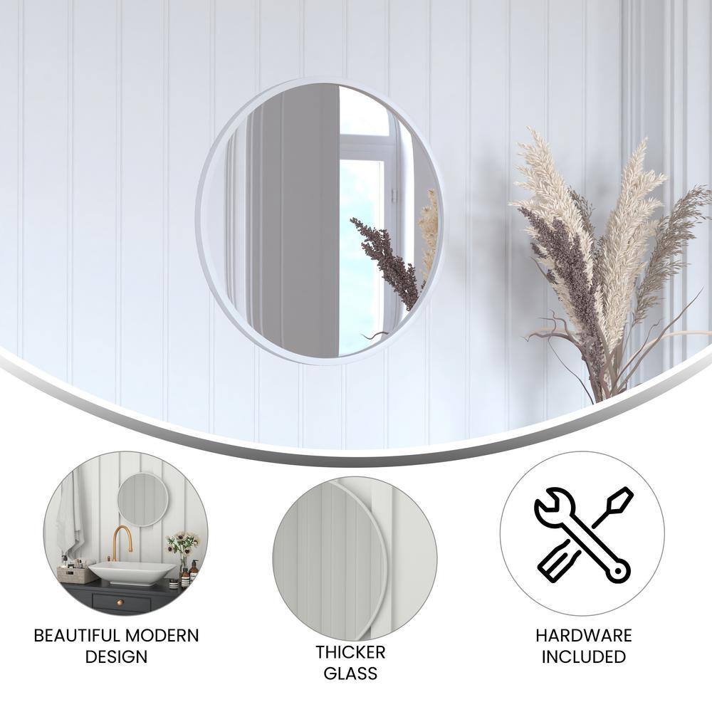 20" Round Silver Metal Wall Mirror
