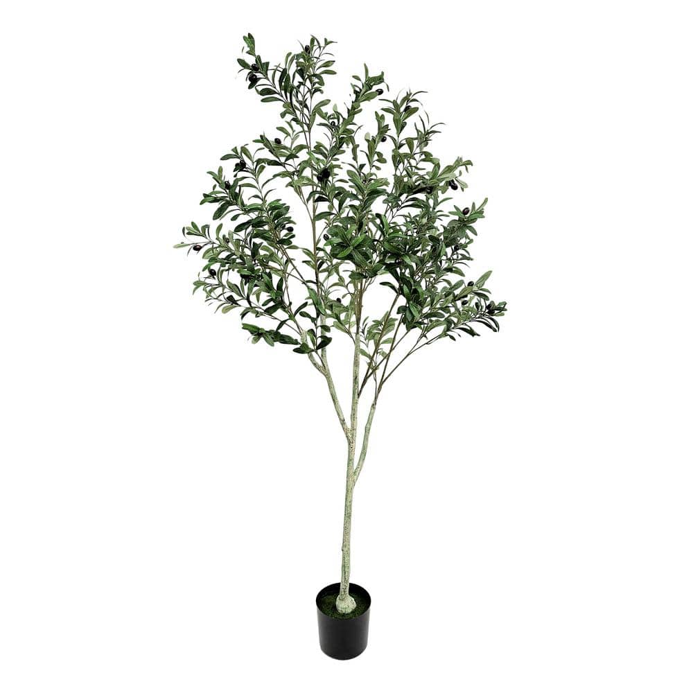 5' Black Plastic Potted Artificial Olive Tree