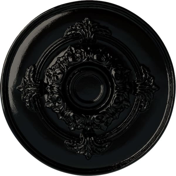 Ekena Millwork 13-3/4 in. x 1 in. Monique Urethane Ceiling Medallion (Fits Canopies upto 3-3/4 in.), Black Pearl
