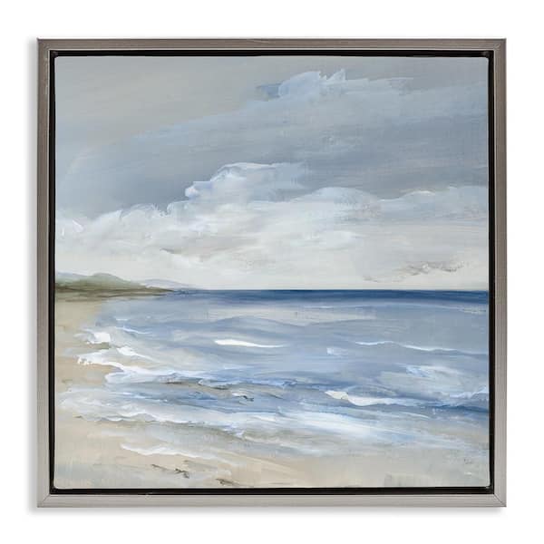 Stupell Industries Stormy Beach Landscape by Nan Gray Floater Frame Nature Graphic Art Print 25 in. x 25 in.