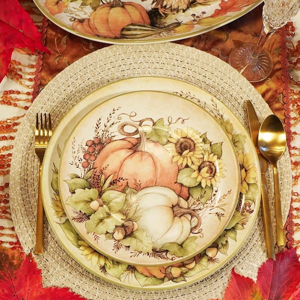 Certified International Multi-Colored Autumn Breeze Dinner Plates Set of  31750SET4