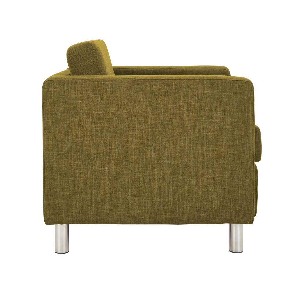 Contemporary Green Fabric Club Style Accent Chair with Chrome Legs