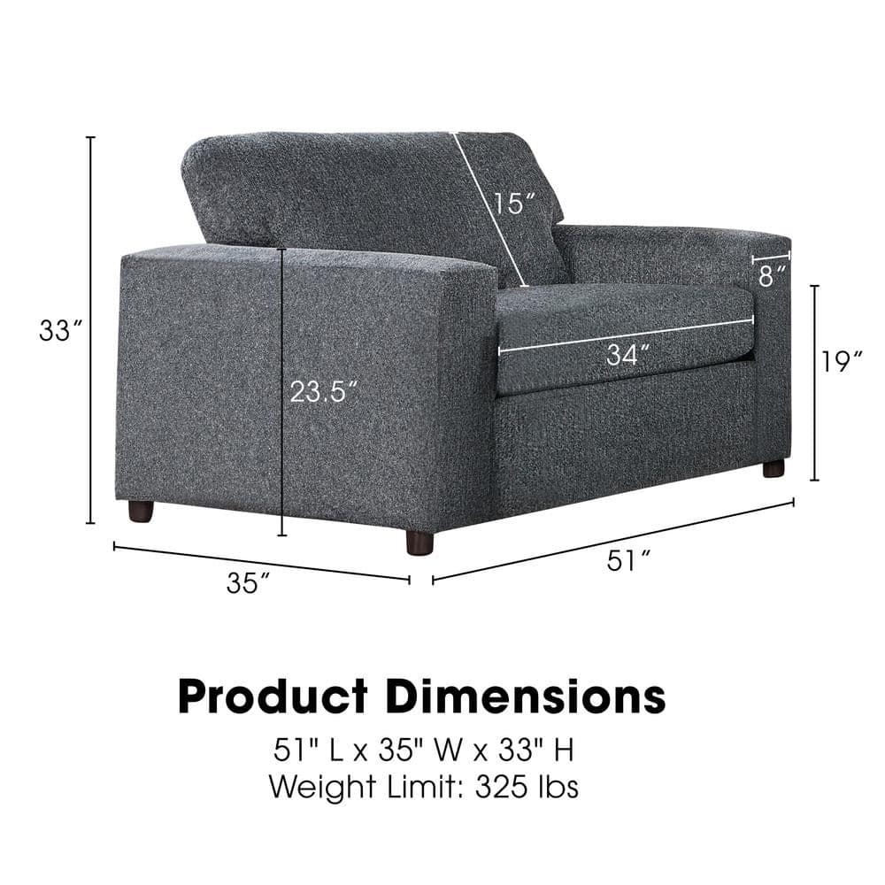 Ash Gray Transitional Oversized Accent Chair with Manufactured Wood Frame