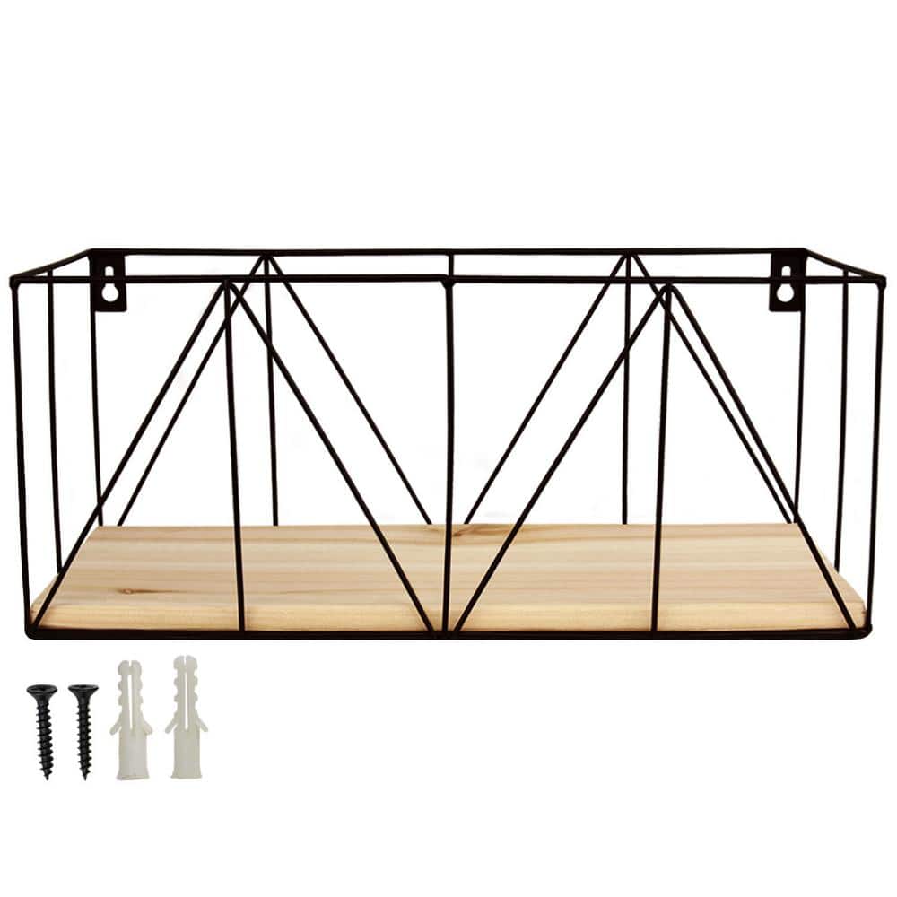 Blue Donuts Medium Wire Basket for Storage Wall Mount Stackable Black