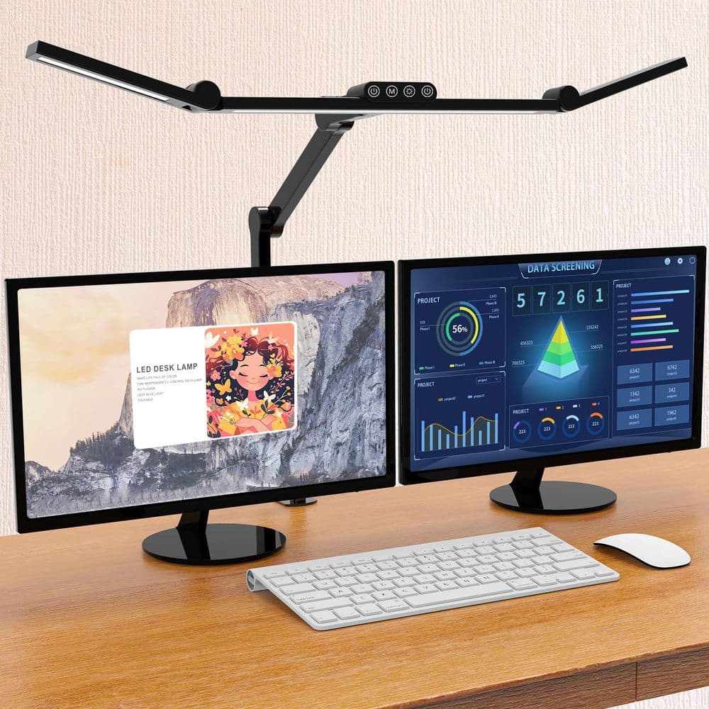 28.5 in. Black LED Architect Clip-On Desk Lamp with Clamp 24W Ultra Bright Auto Dimming Stepless Dimming for Home Office price history on PriceWatchPro