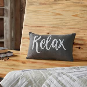 Finders Keepers Steel Grey Soft White Farmhouse Relax 9.5 in. x 14 in. Throw Pillow