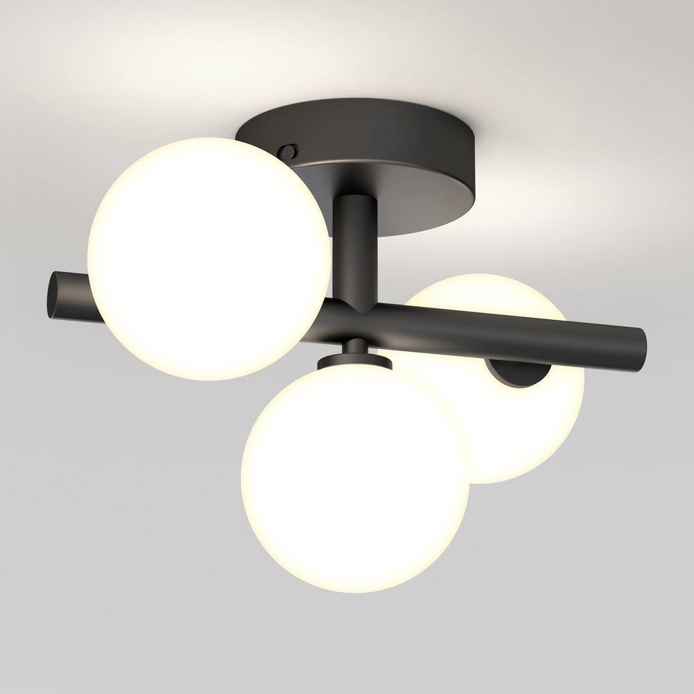 Bloom Modern Black LED Ceiling Light with Frosted Glass Globes