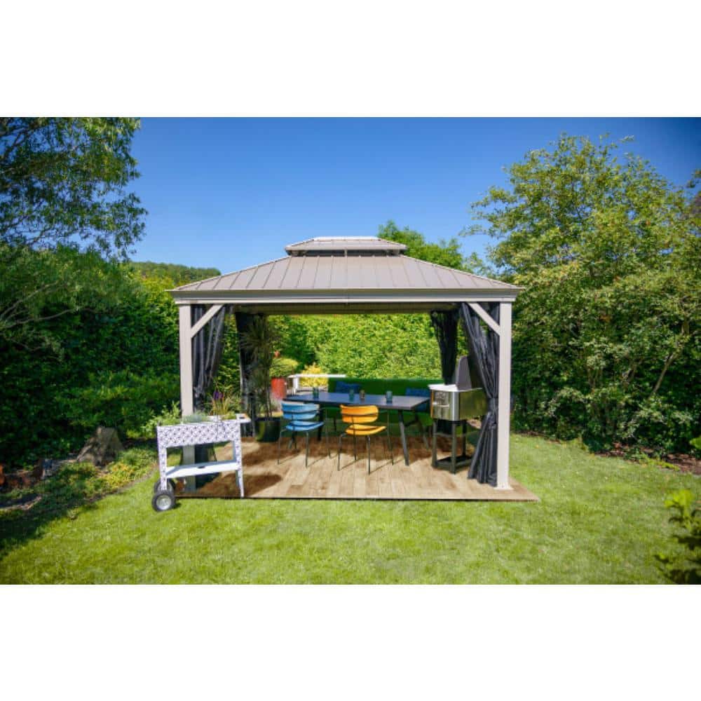 Monaco 12' x 12' Champagne Aluminum Hardtop Gazebo