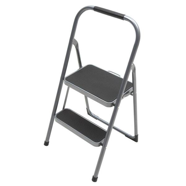 Gorilla Ladders 2-Step Steel High-Back Stool Ladder with Grip 200 lb. Load Capacity Type III Duty Rating