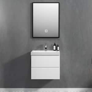 Angela 24 in. W x 18.7 in. D x 20.5 in. H Wall Hung Bath Vanity Hanging Vanity Set in Glossy White with Glossy White Top