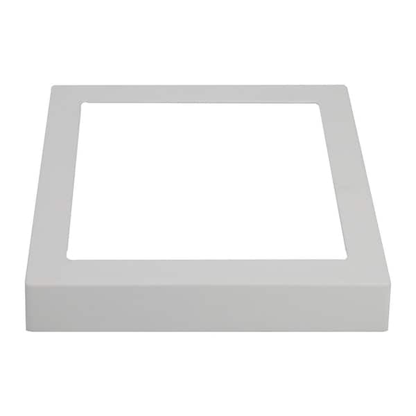 J&H LED 12 in. White Square Integrated LED Flat Panel Flush Mount Ceiling Light 5000K