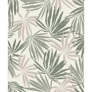 Khmunu Grey Palm Leaf Wallpaper
