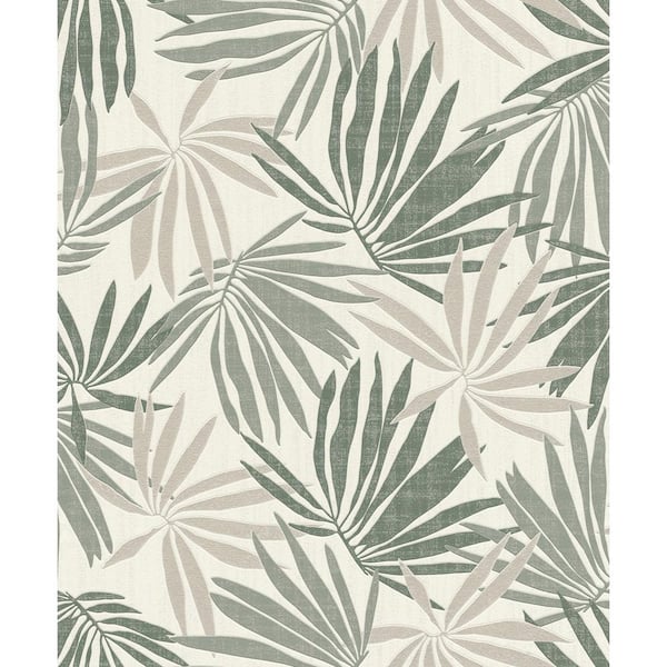 rasch Khmunu Grey Palm Leaf Wallpaper