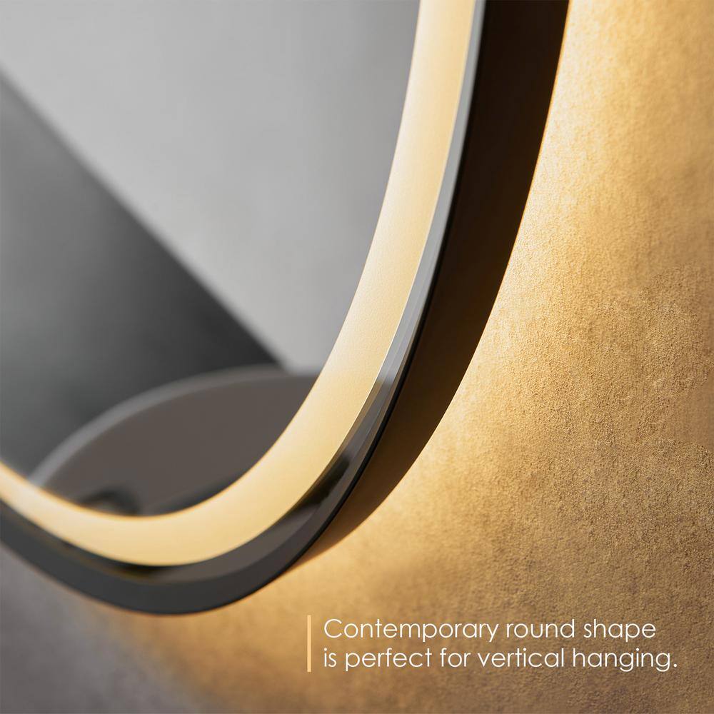 Round Silver and Gold LED Bathroom Vanity Mirror