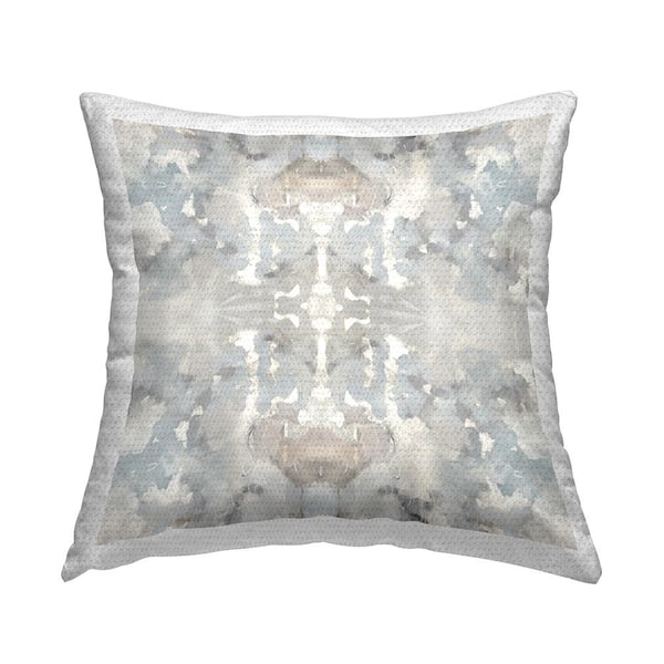 Muted Boho Pattern Grey Square Outdoor Throw Pillow