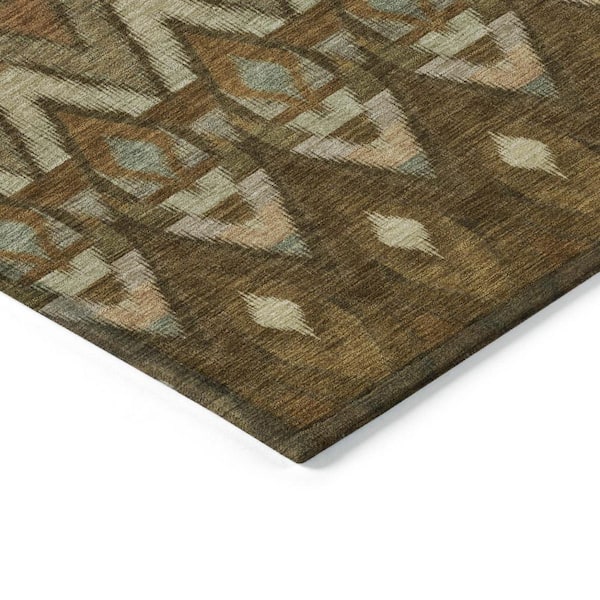 Brown, Beige, Artichoke Green 3 ft. x 5 ft. Woven Oriental Polyester Rectangle Indoor/Outdoor Area Rug