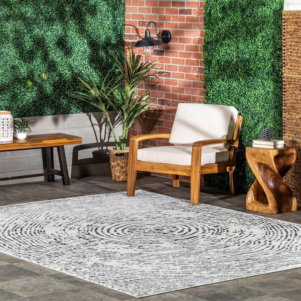 Antonella Blue 5 ft. x 8 ft. Modern Abstract Maze Indoor Area Rug