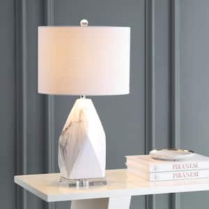 Oslo 25.5 in. Ceramic Marble/Crystal LED Table Lamp, White