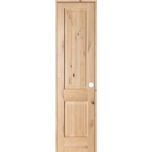 18 in. x 96 in. Knotty Alder 2 Panel Square Top V-Groove Solid Wood Left-Hand Single Prehung Interior Door