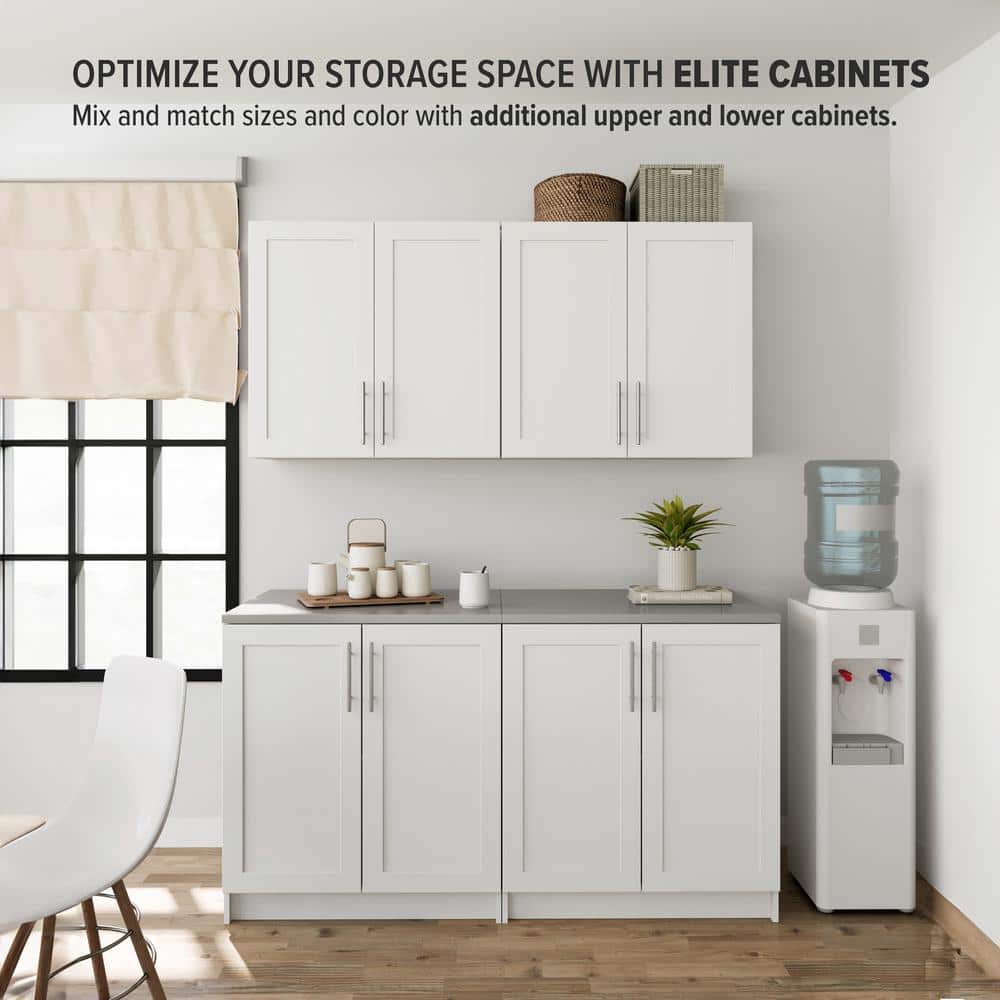 White Wall Cabinet with Adjustable Shelving and Panel Doors