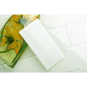 Dover White 3 in. x 6 in. x 8mm Glass Subway Wall Tile (5 sq. ft./Case)