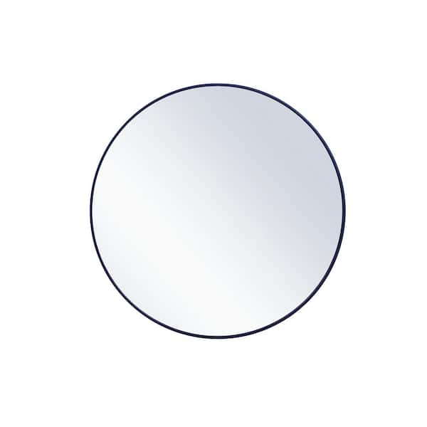 Unbranded Large Round Blue Modern Mirror (42 in. H x 42 in. W)