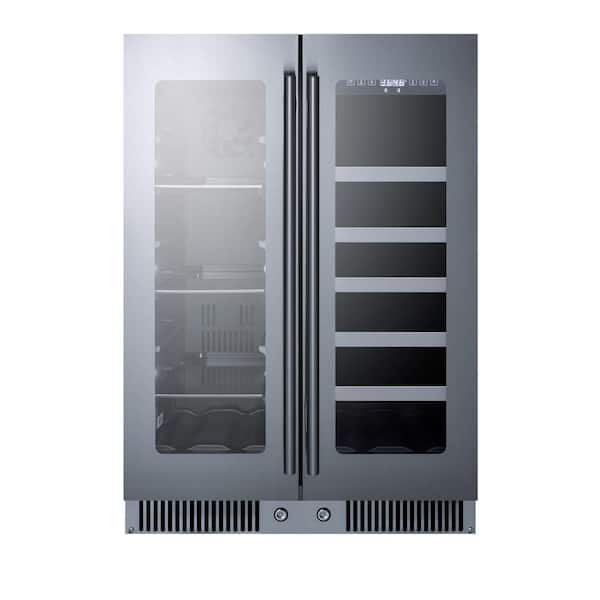 Summit Appliance 24 in. 17-Bottle Wine and 60-Can Built-In French Door Dual Zone Beverage Cooler
