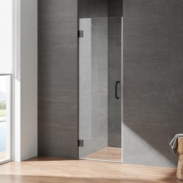 SERENE VALLEY Gemini 24 in. W x 72 in. H Frameless Shower Door in Matte Black with Easy Cleaning Glass