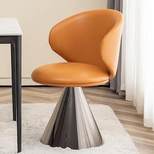Apollo Caramel Faux Leather Swivel Chair with Metal Base