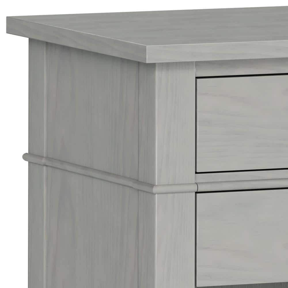 Carlton Fog Grey Solid Wood 2-Drawer Nightstand