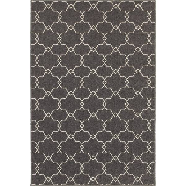 AVERLEY HOME Malibu Gray/Ivory 5 ft. x 8 ft. Trellis Indoor/Outdoor Area Rug