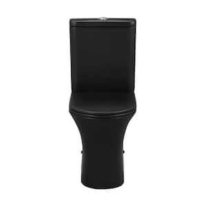 Calice 2-piece 1.28 GPF Dual Flush Elongated Rear Outlet Toilet in Matte Black, Seat Included