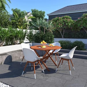 Charis 5-Piece Patio Octogonal Table Set Eucalyptus Wood Ideal for Outdoors and Indoors