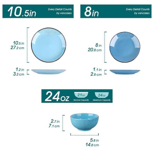 vancasso 12-Piece Multi-blue Stoneware Dinnerware Set Service for