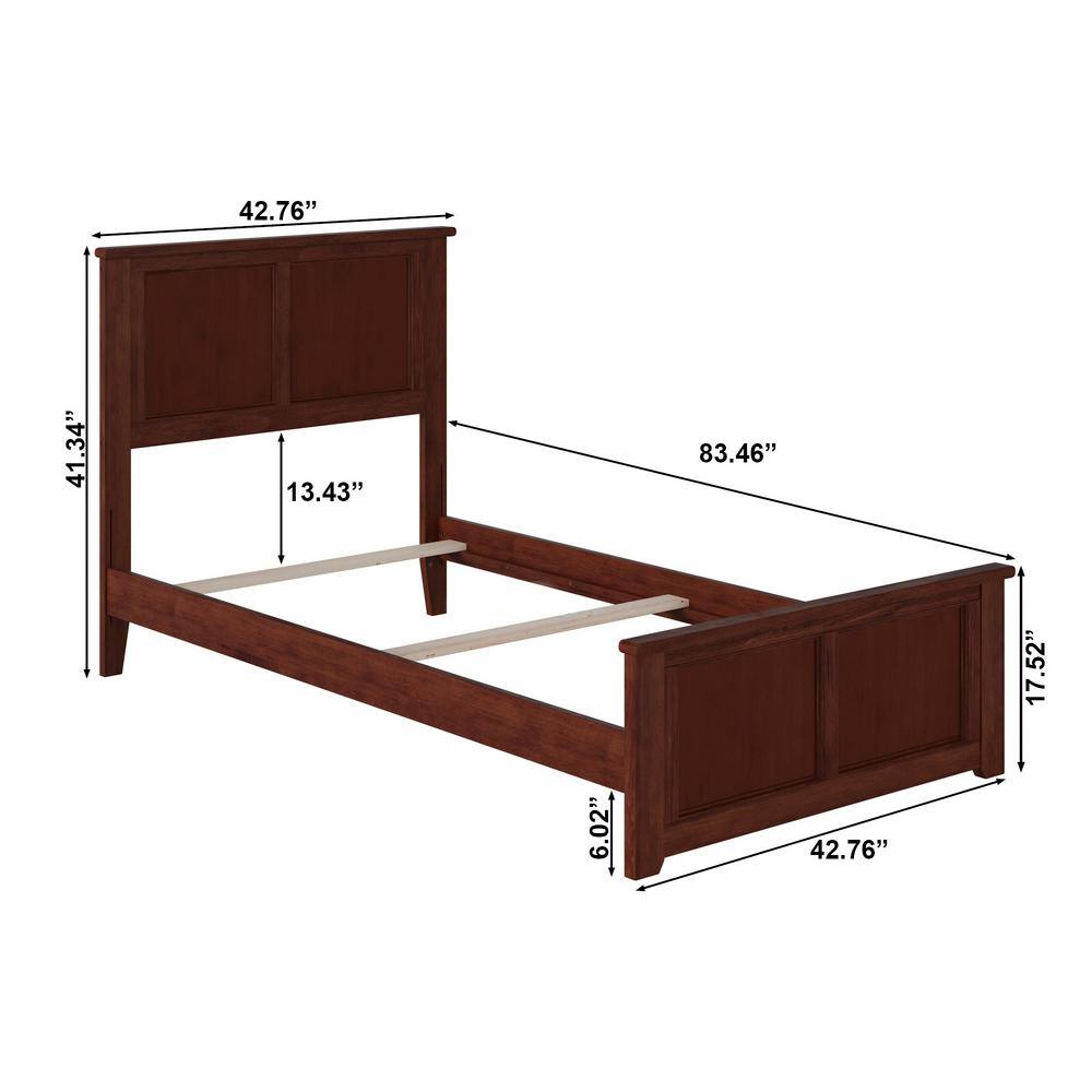 Walnut Twin XL Platform Bed with Storage Drawers and Headboard