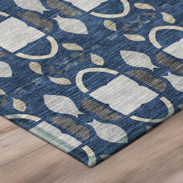 Chantille Machine Washable Indoor/Outdoor Abstract ACN2920 Navy 2 ft. x 7 ft. Runner Rug