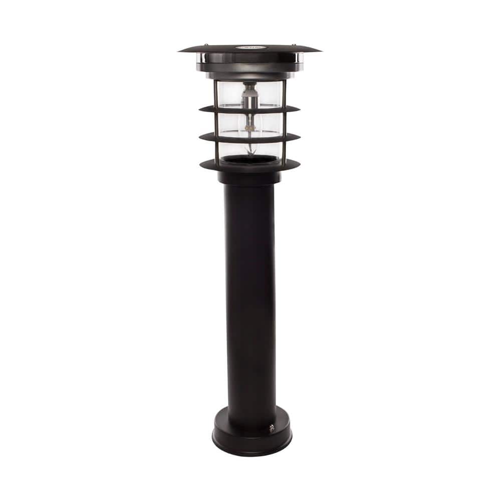 Black Stainless Steel LED Solar Pathway Bollard Lights, Set of 2