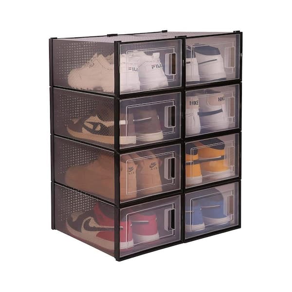 12/24/36 Foldable Shoe Box Storage Plastic Transparent Stackable Organizer  Cases