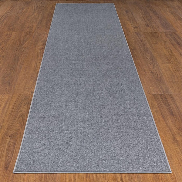 Ottomanson Utility Collection Waterproof Non-Slip Rubberback Solid 3x10 Indoor/Outdoor Runner Rug,2 ft. 7 in. X9 ft. 10 in.,Gray