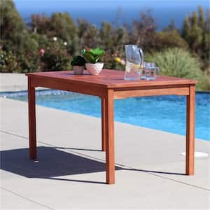 59 in. x 31 in. Wood Outdoor Rectangular Patio Dining Table, Eucalyptus Patio Dining Table