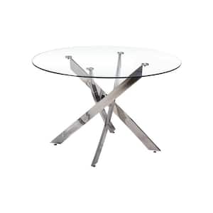 Trinity 47 in. Silver Modern Round Dining Table