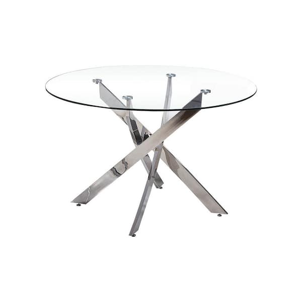 Unbranded Trinity 47 in. Silver Modern Round Dining Table