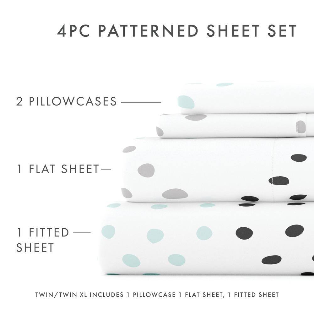 King Light Gray Trio Dots Microfiber Sheet Set
