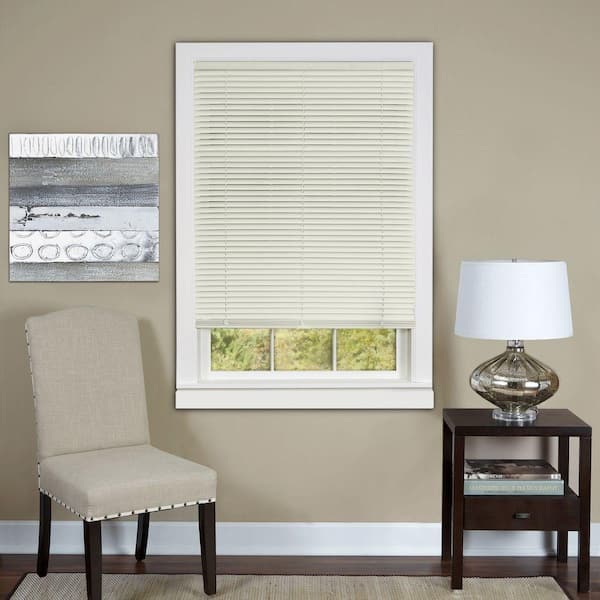 ACHIM Deluxe Sundown Alabaster Cordless Room Darkening Vinyl Mini Blind with 1 in. Slats 30 in. W x 64 in. L