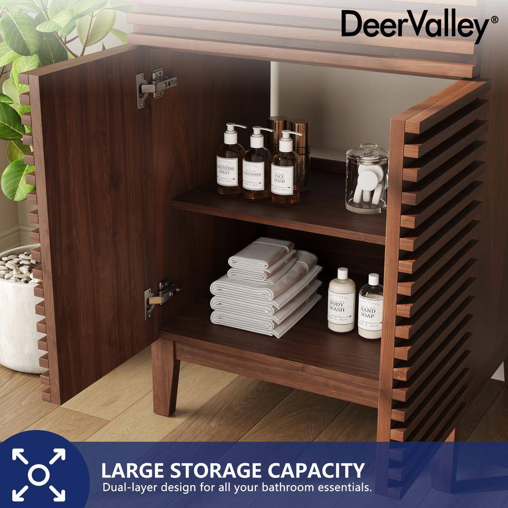 24" Walnut Freestanding Bathroom Vanity with Ceramic Sink