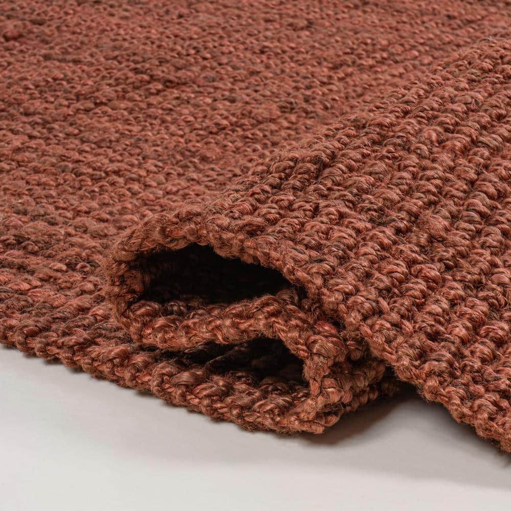 Handwoven Chunky Jute Terracotta Rectangular 3 x 5 Area Rug