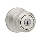 Cameron Satin Nickel Keyed Entry Door Knob featuring SmartKey Security