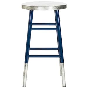 Kenzie 24 in. Navy/Silver Dipped Counter Stool