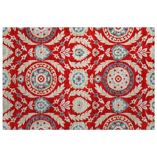 Dream Shag Premium Machine Washable Abstract ADS751 Red 3 ft. x 4 ft. Area Rug